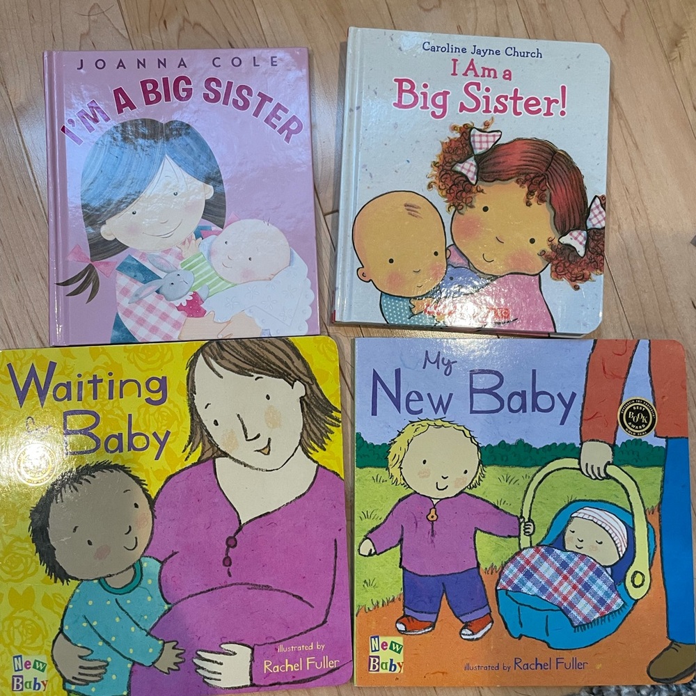 Lot of 4 books for toddler with new baby